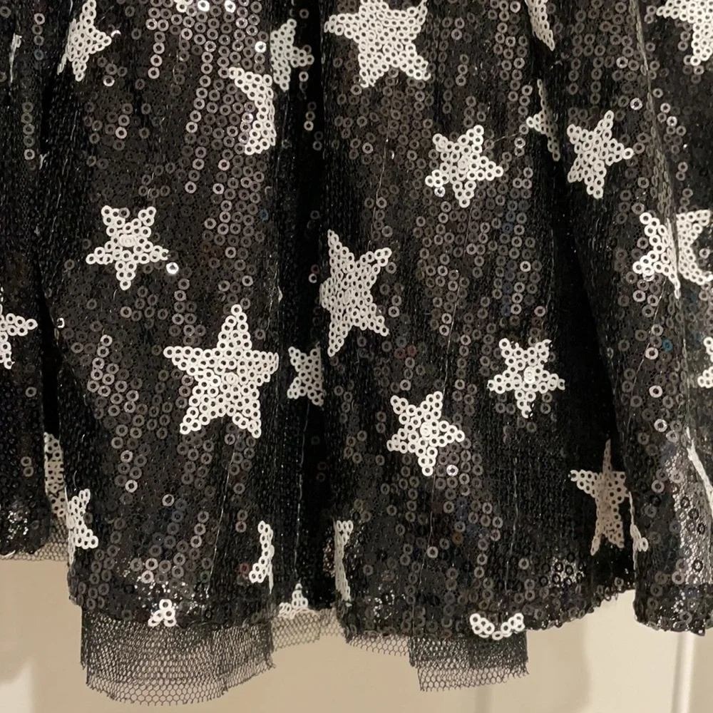 4th of July HARAJUKU MINI GWEN STEFANI BLACK WHITE SEQUIN STAR DRESS L 10-12 - Picture 13 of 13